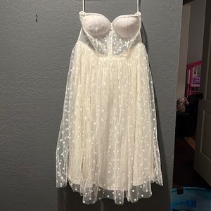White Strapless Medi dress